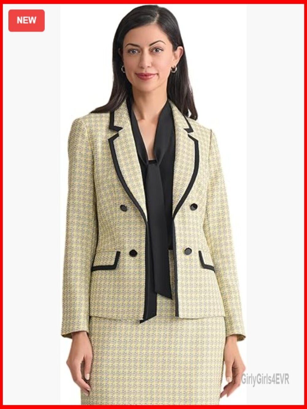 Faux Double-Breasted Tweed Blazer, Wrinkle-Resistant, Work to Weekend
